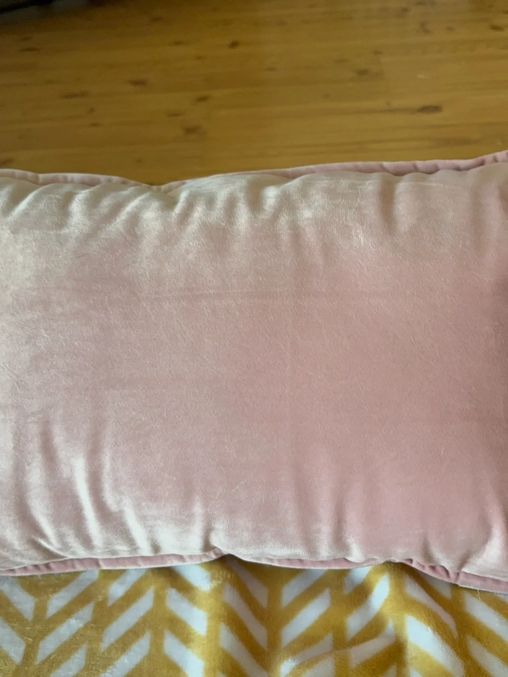 Pink Velvet 'Gather' Accent Pillow with Gold Script